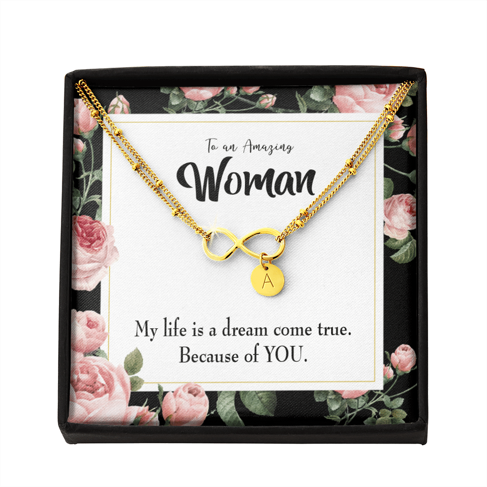 To My Wife Dream Come True Infinity Bracelet With Initial Charms - Infinity Bracelet
