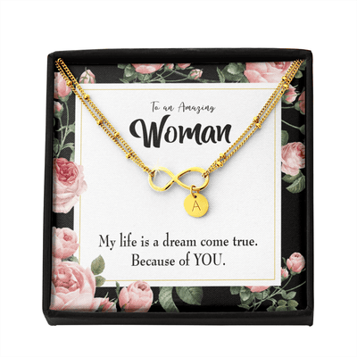 To My Wife Dream Come True Infinity Bracelet With Initial Charms - Infinity Bracelet