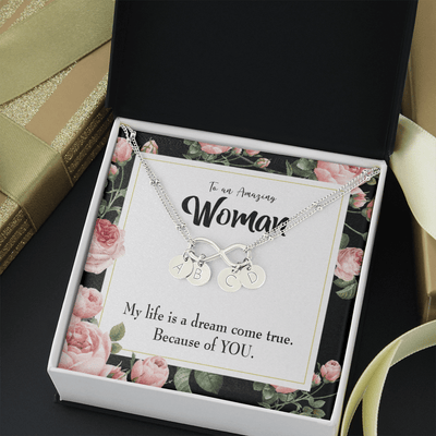 To My Wife Dream Come True Infinity Bracelet With Initial Charms - Infinity Bracelet