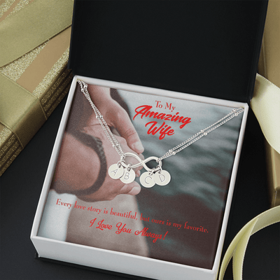 To My Wife Beautiful Love Story Infinity Bracelet With Initial Charms - Infinity Bracelet