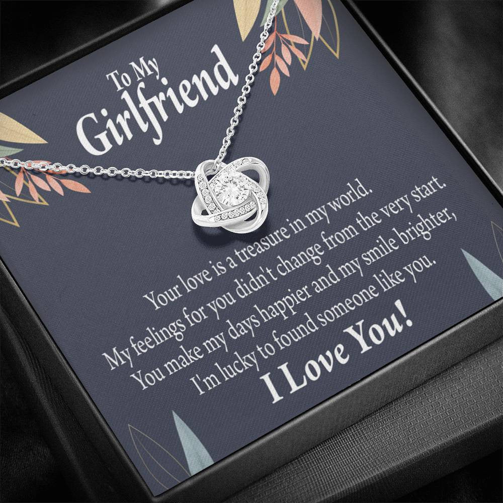 To My Girlfriend You Are My Treasure Love Knot Pendant Necklace Stainless Steel W Cz Stone - Luxury Love Knot Necklace Meanful Gift Idea For Her/Him