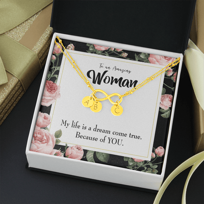 To My Wife Dream Come True Infinity Bracelet With Initial Charms - Infinity Bracelet
