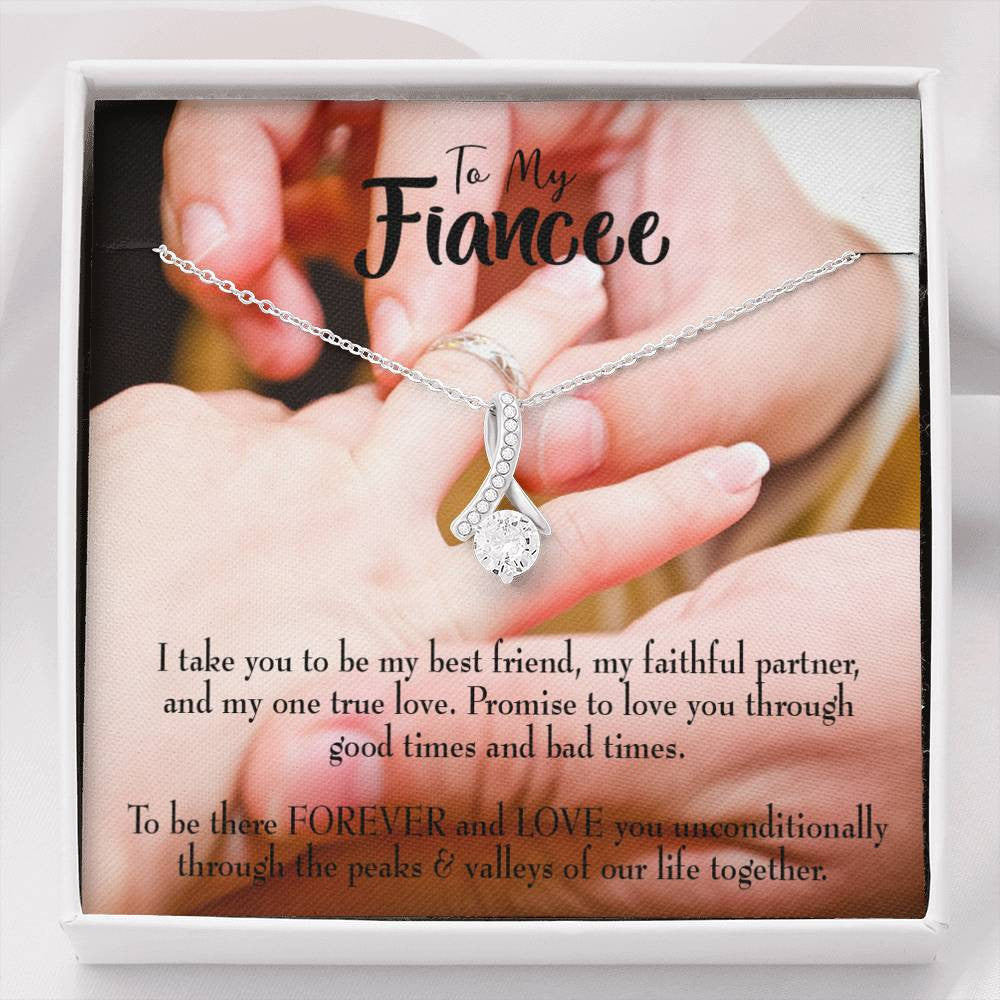 To My Girlfriend Promise To Fiancee Message Card W Mahogany Style Luxury Box Eternity Ribbon Stone Necklace - Alluring Beauty Necklace Gift For Her