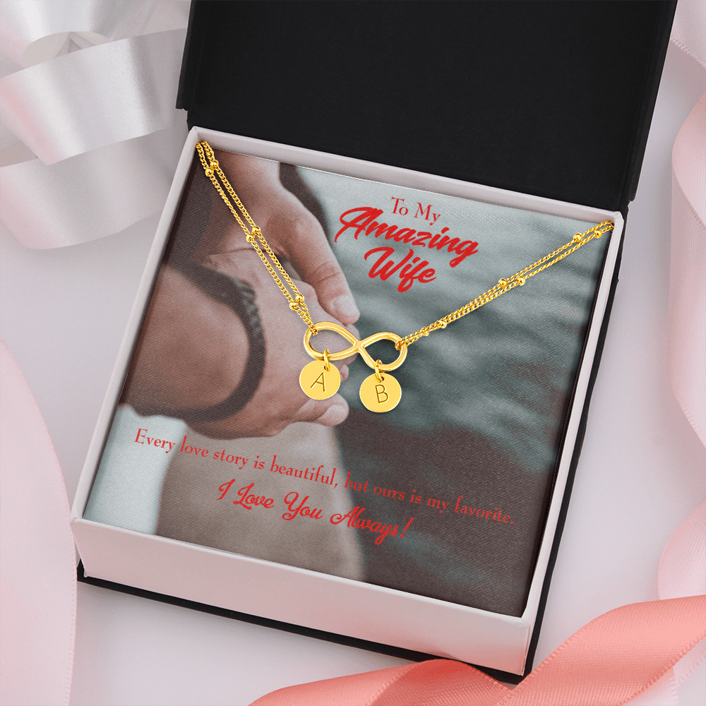 To My Wife Beautiful Love Story Infinity Bracelet With Initial Charms - Infinity Bracelet