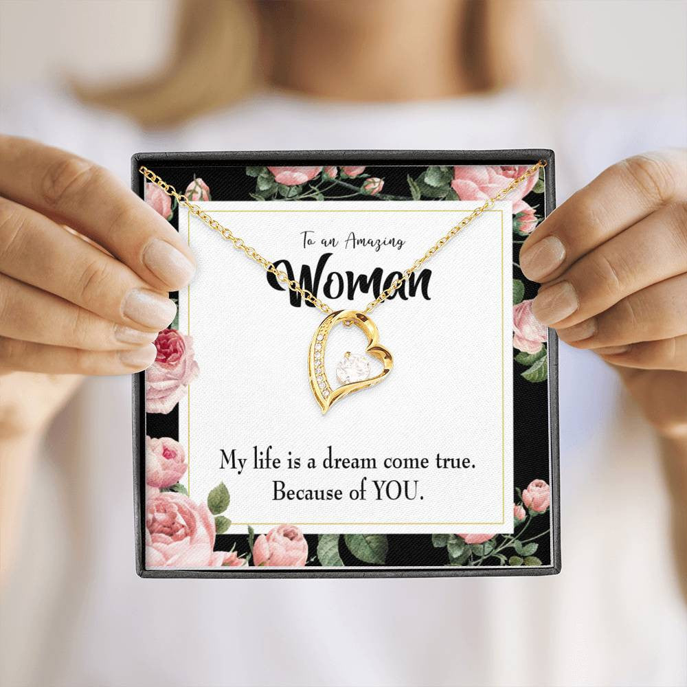 Gift For Wife Dream Come True Forever Love NecklaceHeart Pendant Stainless Steel or 18k Gold - Forever Love Necklace Gift Idea For Woman