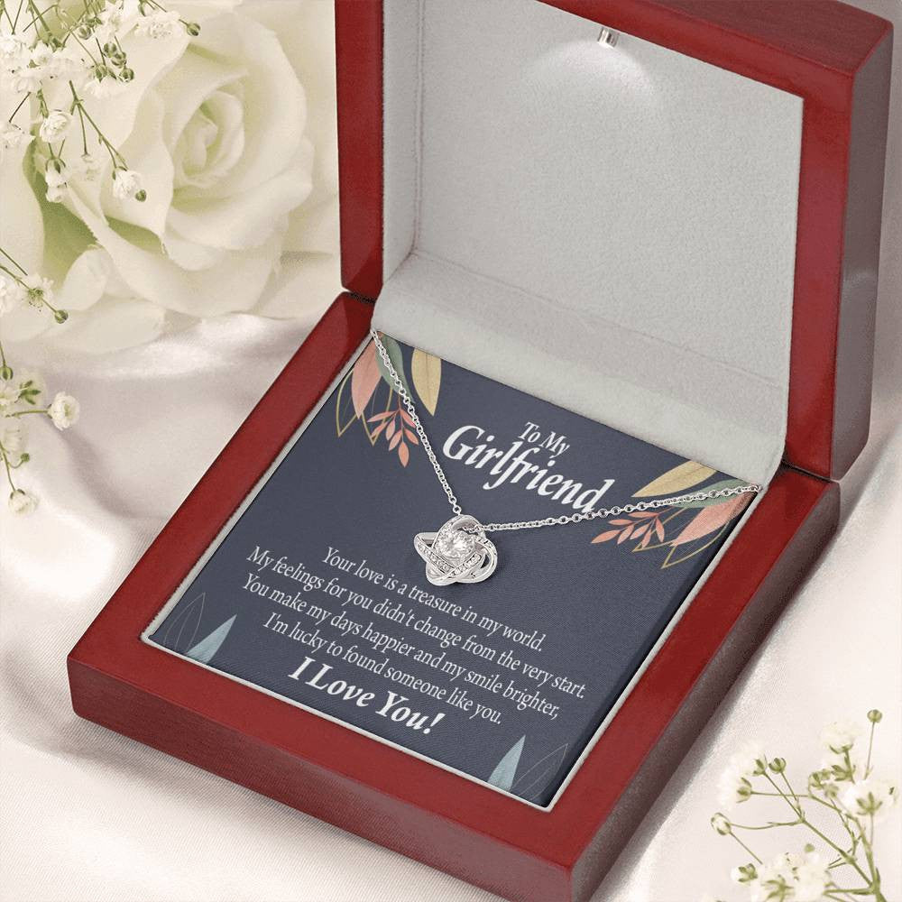 To My Girlfriend You Are My Treasure Love Knot Pendant Necklace Stainless Steel W Cz Stone - Luxury Love Knot Necklace Meanful Gift Idea For Her/Him