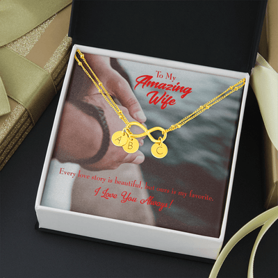 To My Wife Beautiful Love Story Infinity Bracelet With Initial Charms - Infinity Bracelet