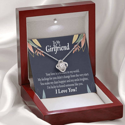 To My Girlfriend You Are My Treasure Love Knot Pendant Necklace Stainless Steel W Cz Stone - Luxury Love Knot Necklace Meanful Gift Idea For Her/Him