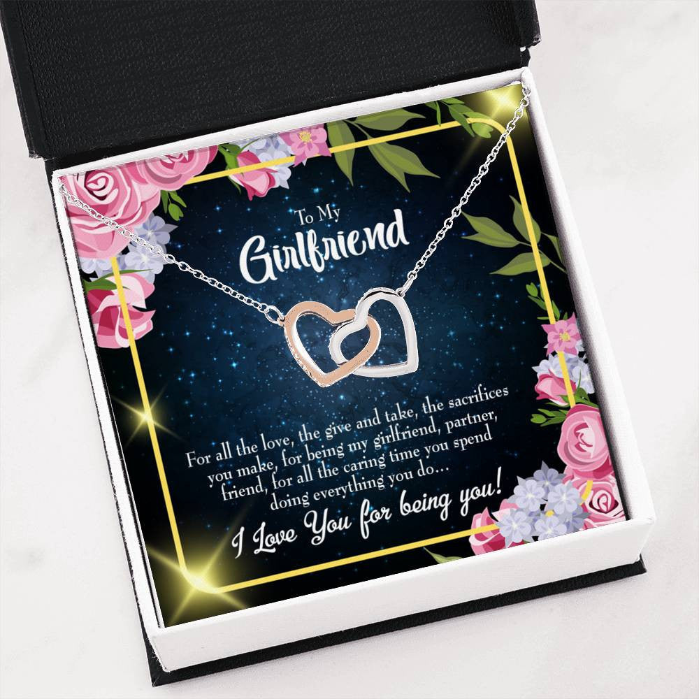 Future Wife Fiance Gift Girlfriend Inseparable Love Pendant 18k Rose Gold Finish 16� Engagement Wedding Gift - Interlocking Hearts Necklace