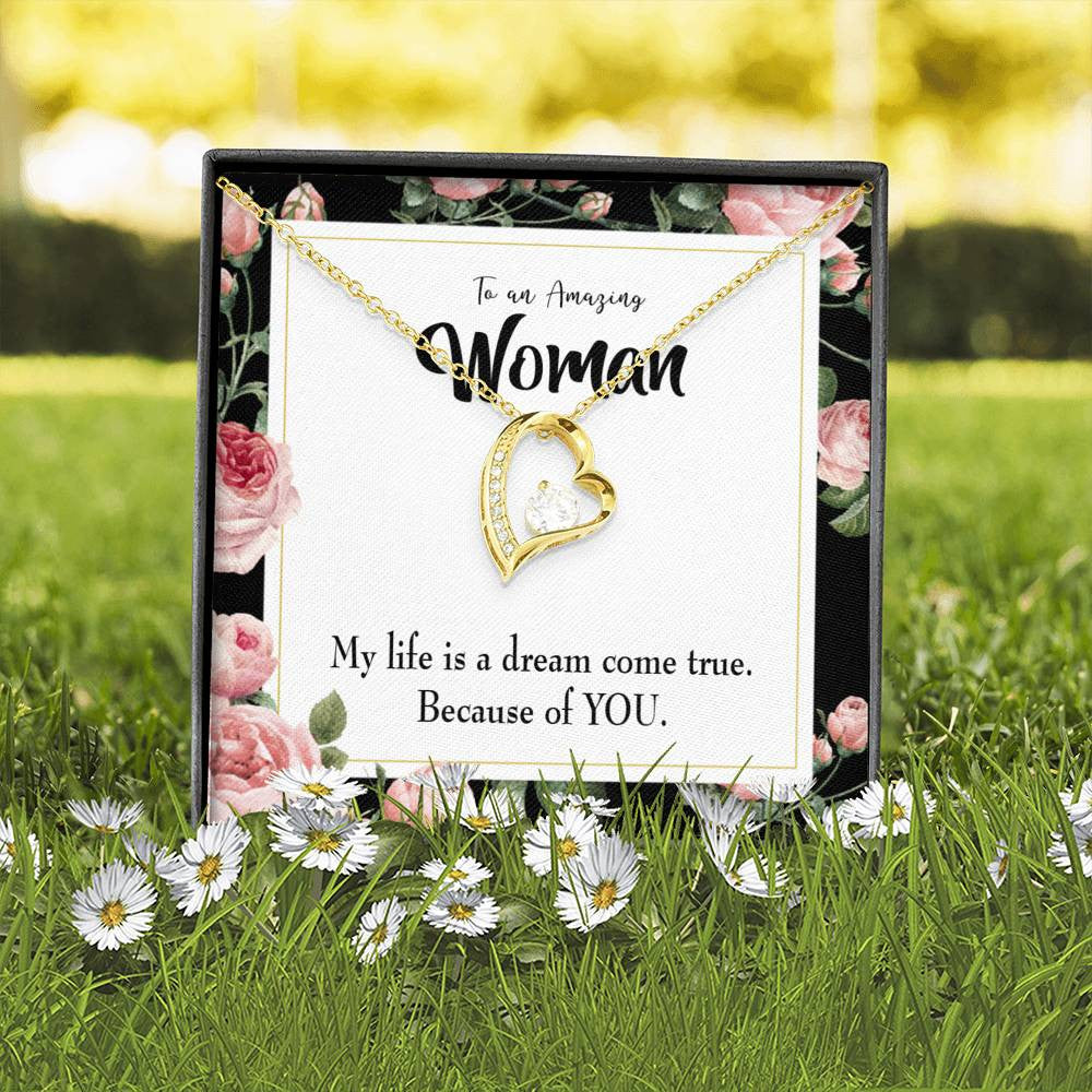 Gift For Wife Dream Come True Forever Love NecklaceHeart Pendant Stainless Steel or 18k Gold - Forever Love Necklace Gift Idea For Woman