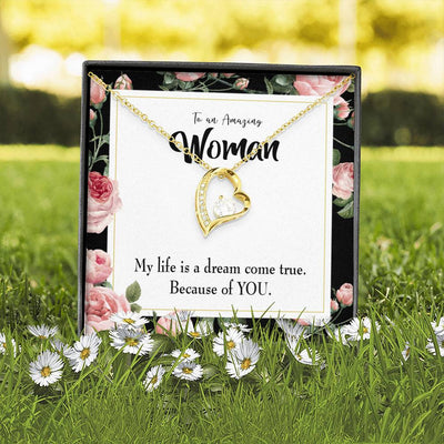 Gift For Wife Dream Come True Forever Love NecklaceHeart Pendant Stainless Steel or 18k Gold - Forever Love Necklace Gift Idea For Woman