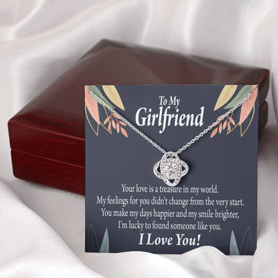 To My Girlfriend You Are My Treasure Love Knot Pendant Necklace Stainless Steel W Cz Stone - Luxury Love Knot Necklace Meanful Gift Idea For Her/Him