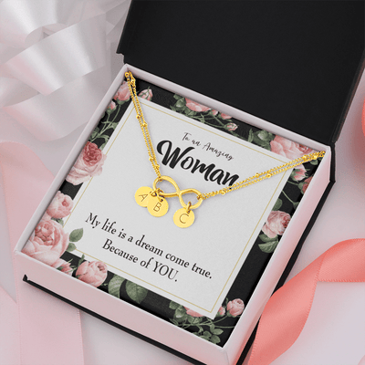 To My Wife Dream Come True Infinity Bracelet With Initial Charms - Infinity Bracelet
