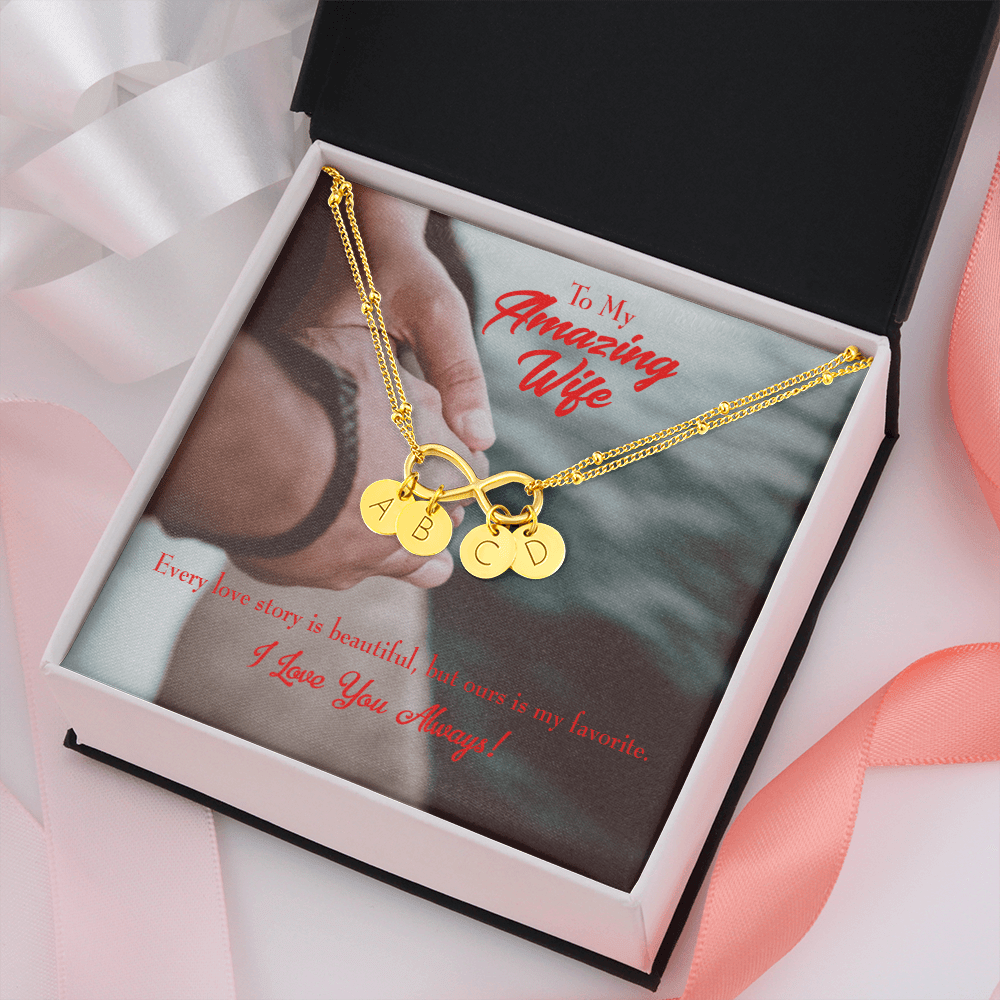 To My Wife Beautiful Love Story Infinity Bracelet With Initial Charms - Infinity Bracelet