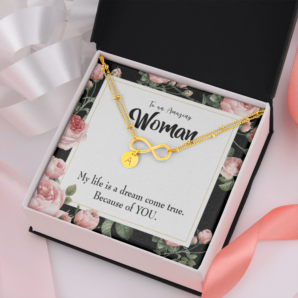 To My Wife Dream Come True Infinity Bracelet With Initial Charms - Infinity Bracelet