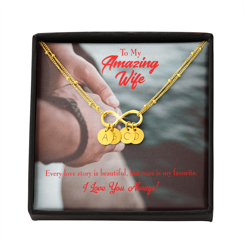 To My Wife Beautiful Love Story Infinity Bracelet With Initial Charms - Infinity Bracelet