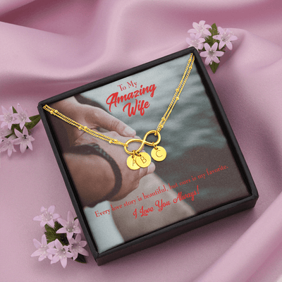 To My Wife Beautiful Love Story Infinity Bracelet With Initial Charms - Infinity Bracelet