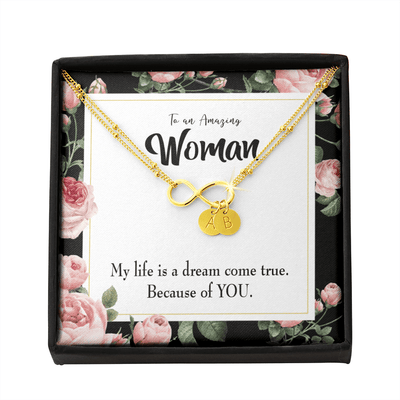 To My Wife Dream Come True Infinity Bracelet With Initial Charms - Infinity Bracelet