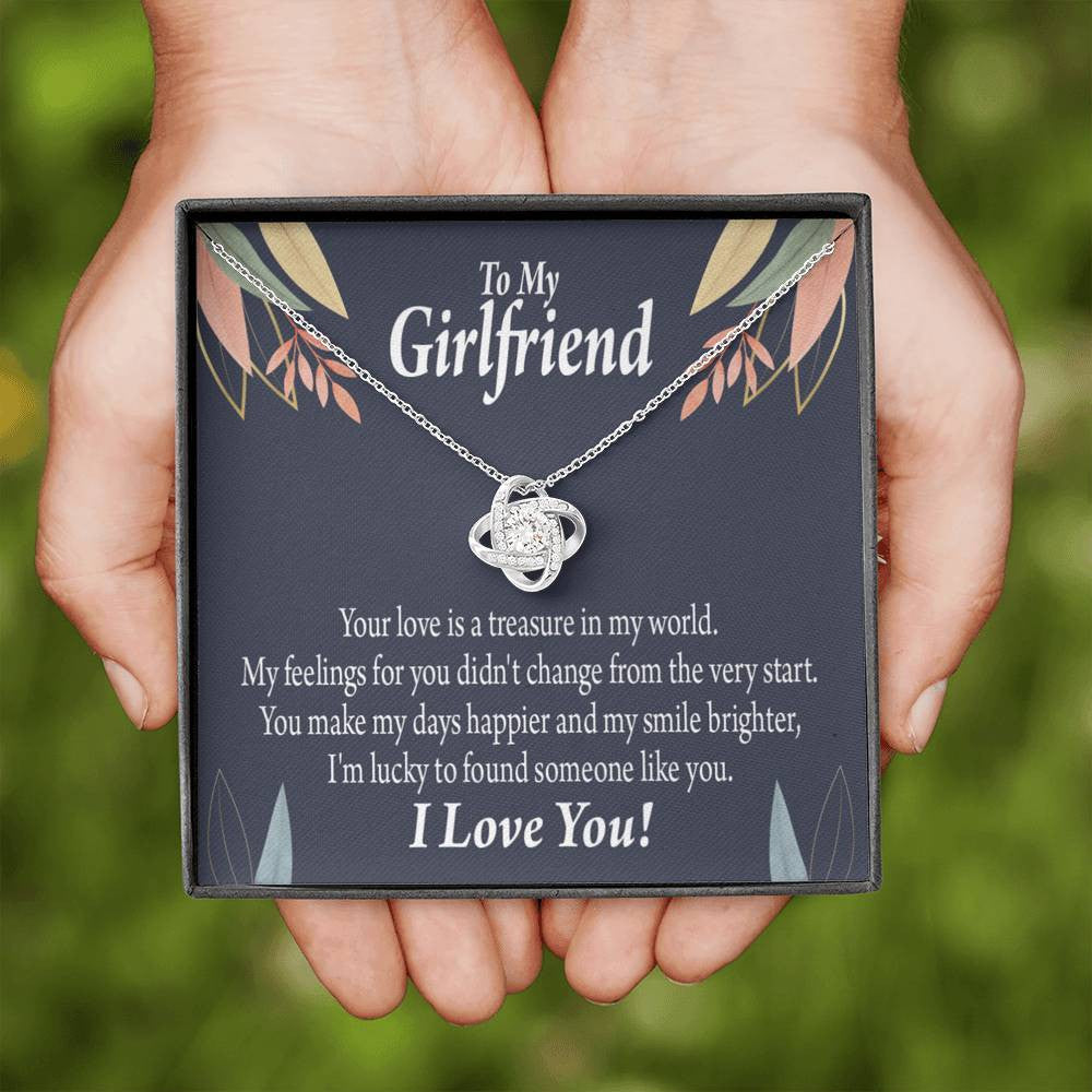 To My Girlfriend You Are My Treasure Love Knot Pendant Necklace Stainless Steel W Cz Stone - Luxury Love Knot Necklace Meanful Gift Idea For Her/Him