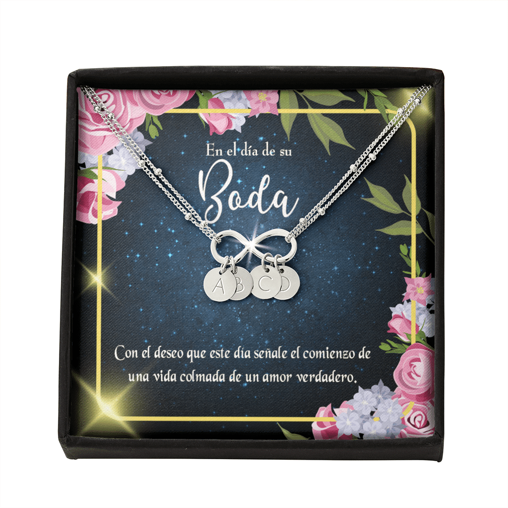 To My Wife En El D�a De Su Boda Infinity Bracelet With Initial Charms - Infinity Bracelet