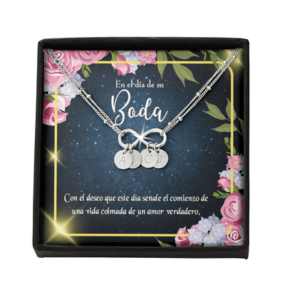 To My Wife En El D�a De Su Boda Infinity Bracelet With Initial Charms - Infinity Bracelet