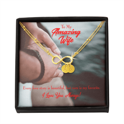 To My Wife Beautiful Love Story Infinity Bracelet With Initial Charms - Infinity Bracelet
