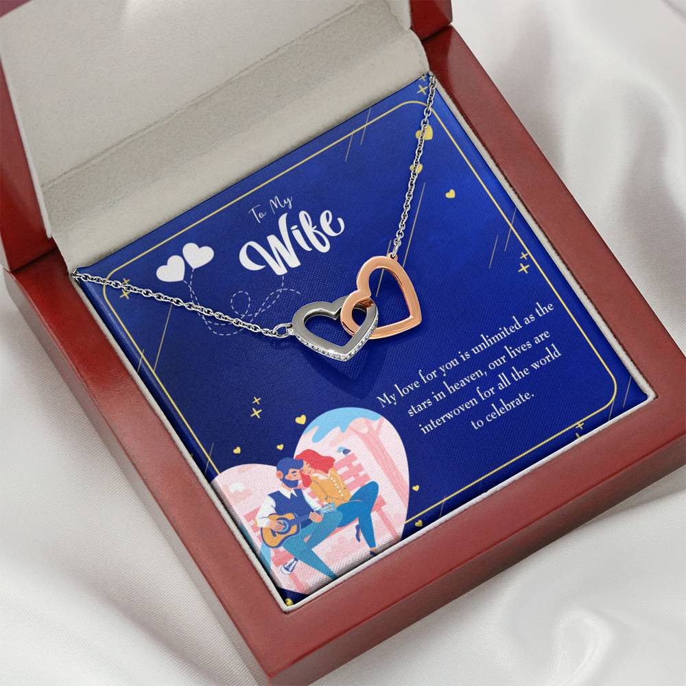 Wife Gift For Wife Birthday Unlimited Love Inseparable Love Pendant 18k Rose Gold Finish 16� - Interlocking Hearts Necklace