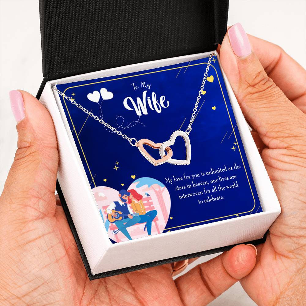 Wife Gift For Wife Birthday Unlimited Love Inseparable Love Pendant 18k Rose Gold Finish 16� - Interlocking Hearts Necklace