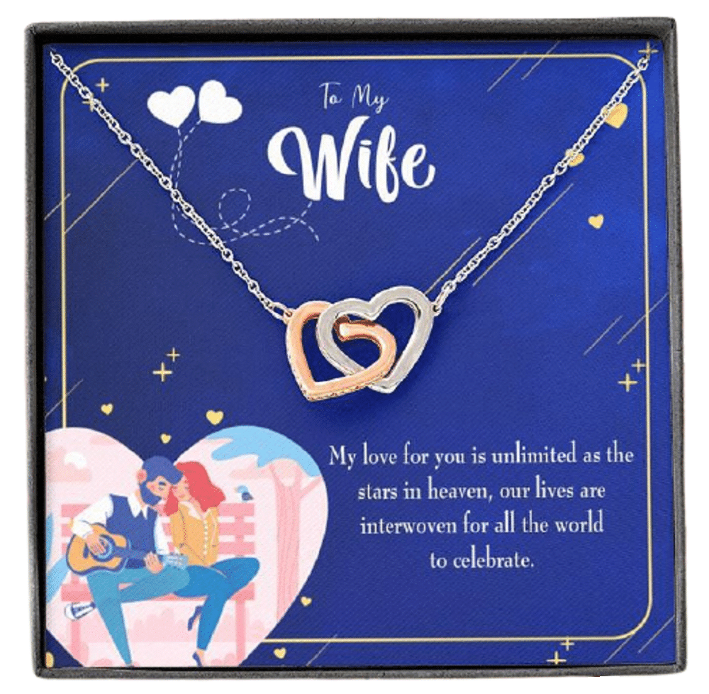 Wife Gift For Wife Birthday Unlimited Love Inseparable Love Pendant 18k Rose Gold Finish 16� - Interlocking Hearts Necklace