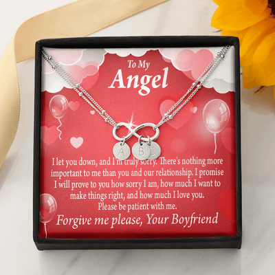 To My Girlfriend Forgive Me Infinity Bracelet With Initial Charms - Infinity Bracelet