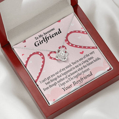 To My Girlfriend We'll Be Together Forever Love Knot Pendant Necklace Stainless Steel W Cz Stone - Luxury Love Knot Necklace Meanful Gift Idea For Her/Him
