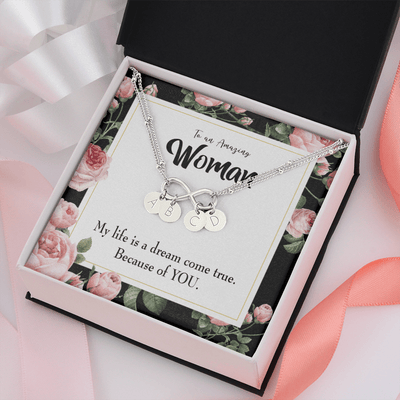 To My Wife Dream Come True Infinity Bracelet With Initial Charms - Infinity Bracelet