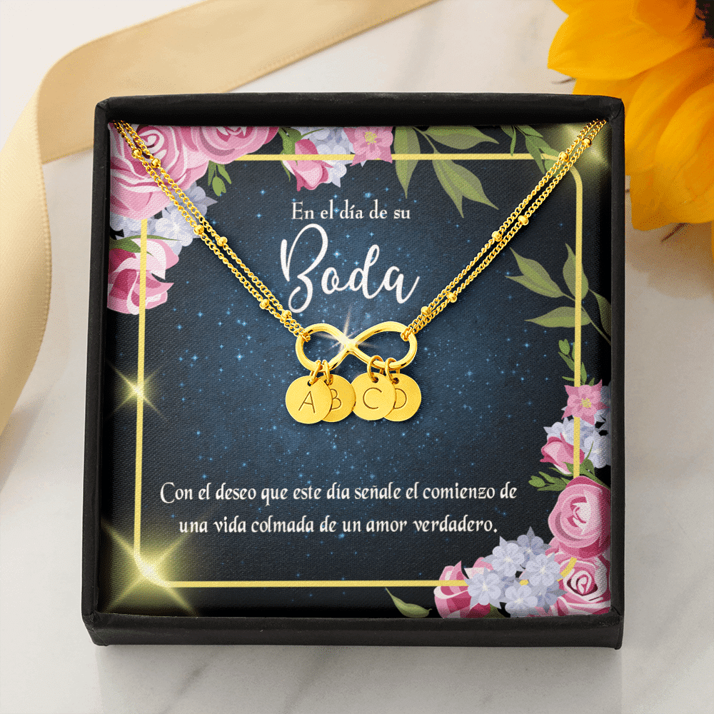 To My Wife En El D�a De Su Boda Infinity Bracelet With Initial Charms - Infinity Bracelet