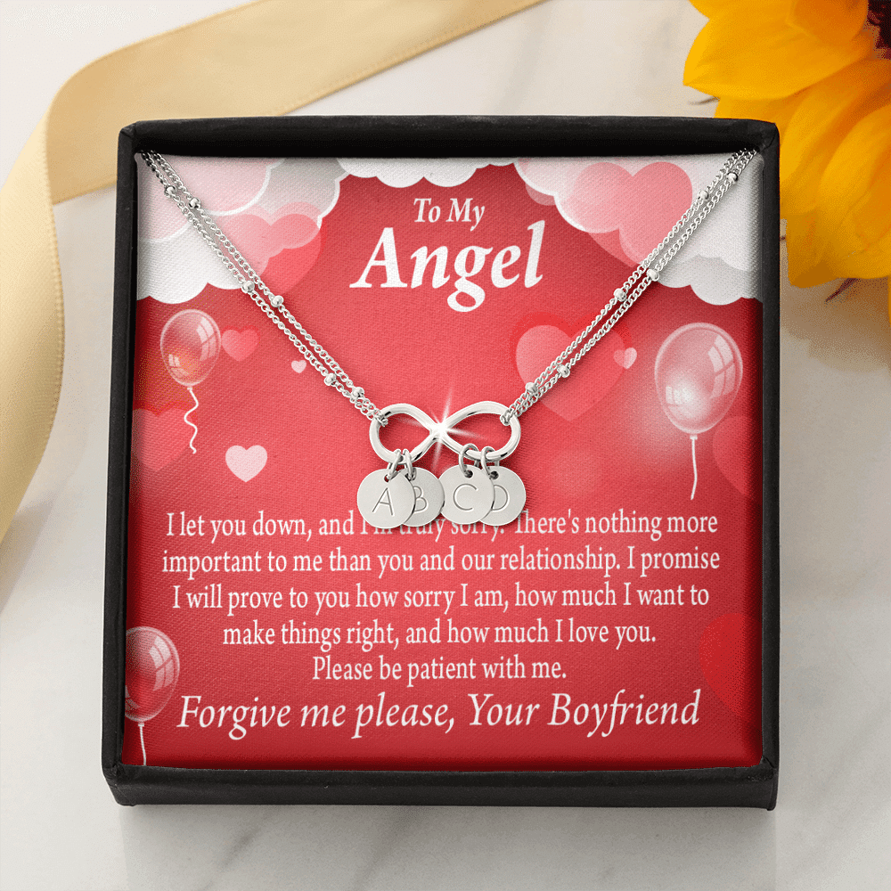 To My Girlfriend Forgive Me Infinity Bracelet With Initial Charms - Infinity Bracelet