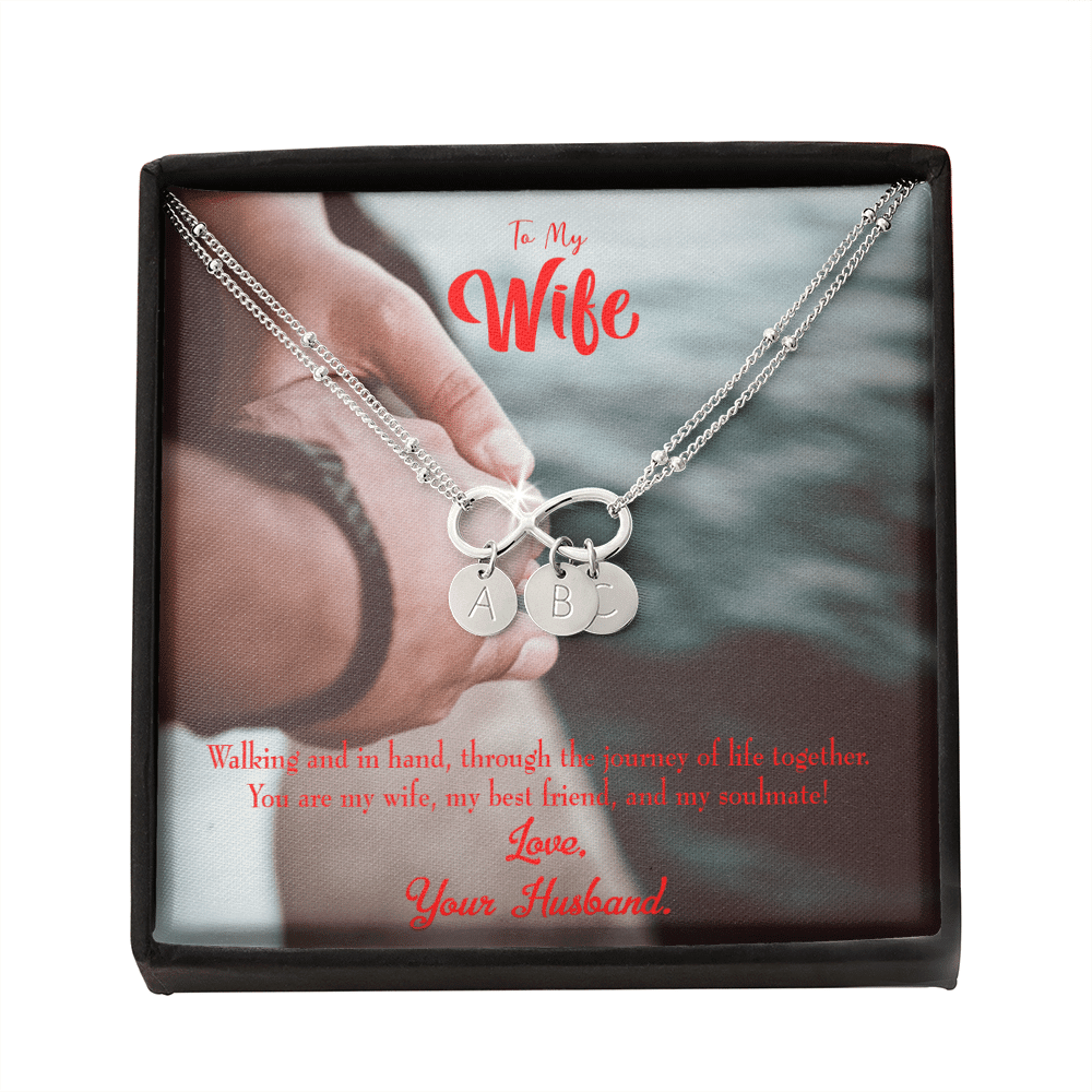 To My Wife To My Soulmate Infinity Bracelet With Initial Charms - Infinity Bracelet