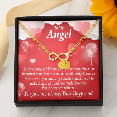 To My Girlfriend Forgive Me Infinity Bracelet With Initial Charms - Infinity Bracelet