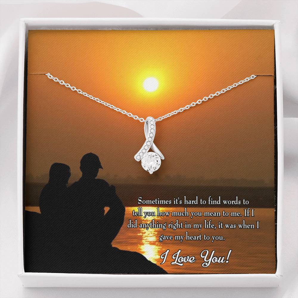 To My Girlfriend You Have My Heart Message Card W Mahogany Style Luxury Box Eternity Ribbon Stone Necklace - Alluring Beauty Necklace Gift For Her