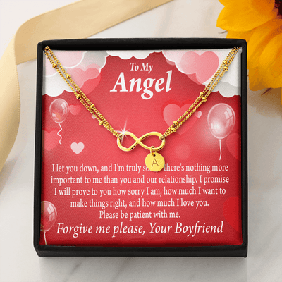 To My Girlfriend Forgive Me Infinity Bracelet With Initial Charms - Infinity Bracelet
