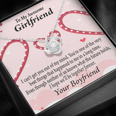To My Girlfriend We'll Be Together Forever Love Knot Pendant Necklace Stainless Steel W Cz Stone - Luxury Love Knot Necklace Meanful Gift Idea For Her/Him