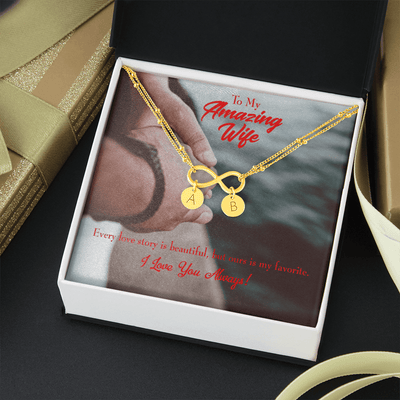 To My Wife Beautiful Love Story Infinity Bracelet With Initial Charms - Infinity Bracelet