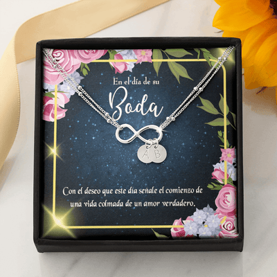 To My Wife En El D�a De Su Boda Infinity Bracelet With Initial Charms - Infinity Bracelet