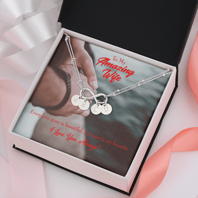To My Wife Beautiful Love Story Infinity Bracelet With Initial Charms - Infinity Bracelet