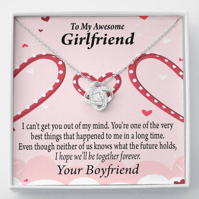 To My Girlfriend We'll Be Together Forever Love Knot Pendant Necklace Stainless Steel W Cz Stone - Luxury Love Knot Necklace Meanful Gift Idea For Her/Him