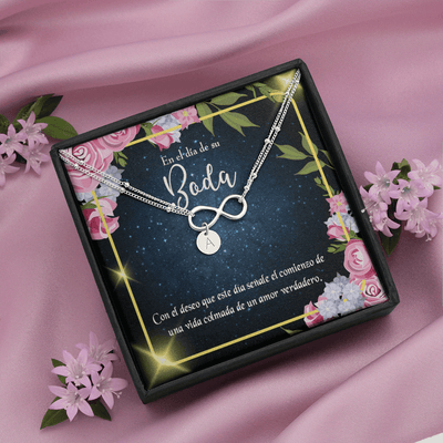 To My Wife En El D�a De Su Boda Infinity Bracelet With Initial Charms - Infinity Bracelet