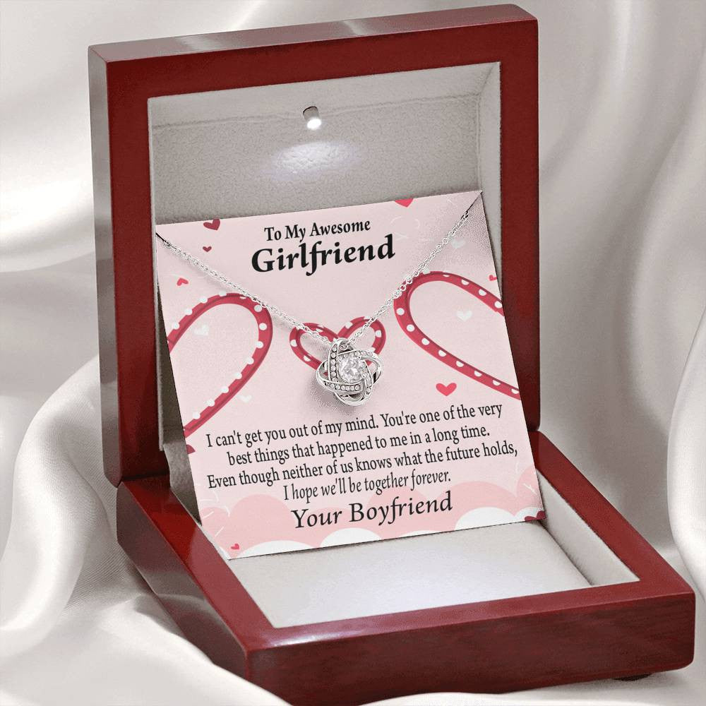 To My Girlfriend We'll Be Together Forever Love Knot Pendant Necklace Stainless Steel W Cz Stone - Luxury Love Knot Necklace Meanful Gift Idea For Her/Him