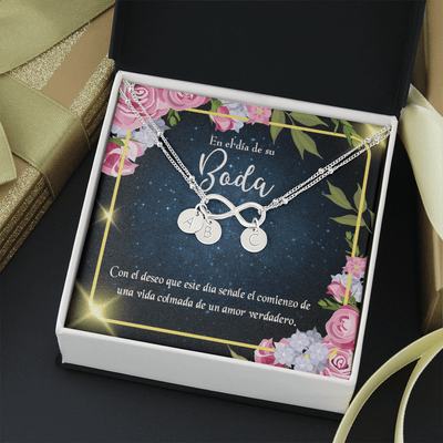 To My Wife En El D�a De Su Boda Infinity Bracelet With Initial Charms - Infinity Bracelet