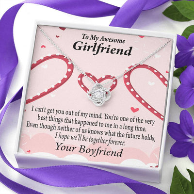 To My Girlfriend We'll Be Together Forever Love Knot Pendant Necklace Stainless Steel W Cz Stone - Luxury Love Knot Necklace Meanful Gift Idea For Her/Him