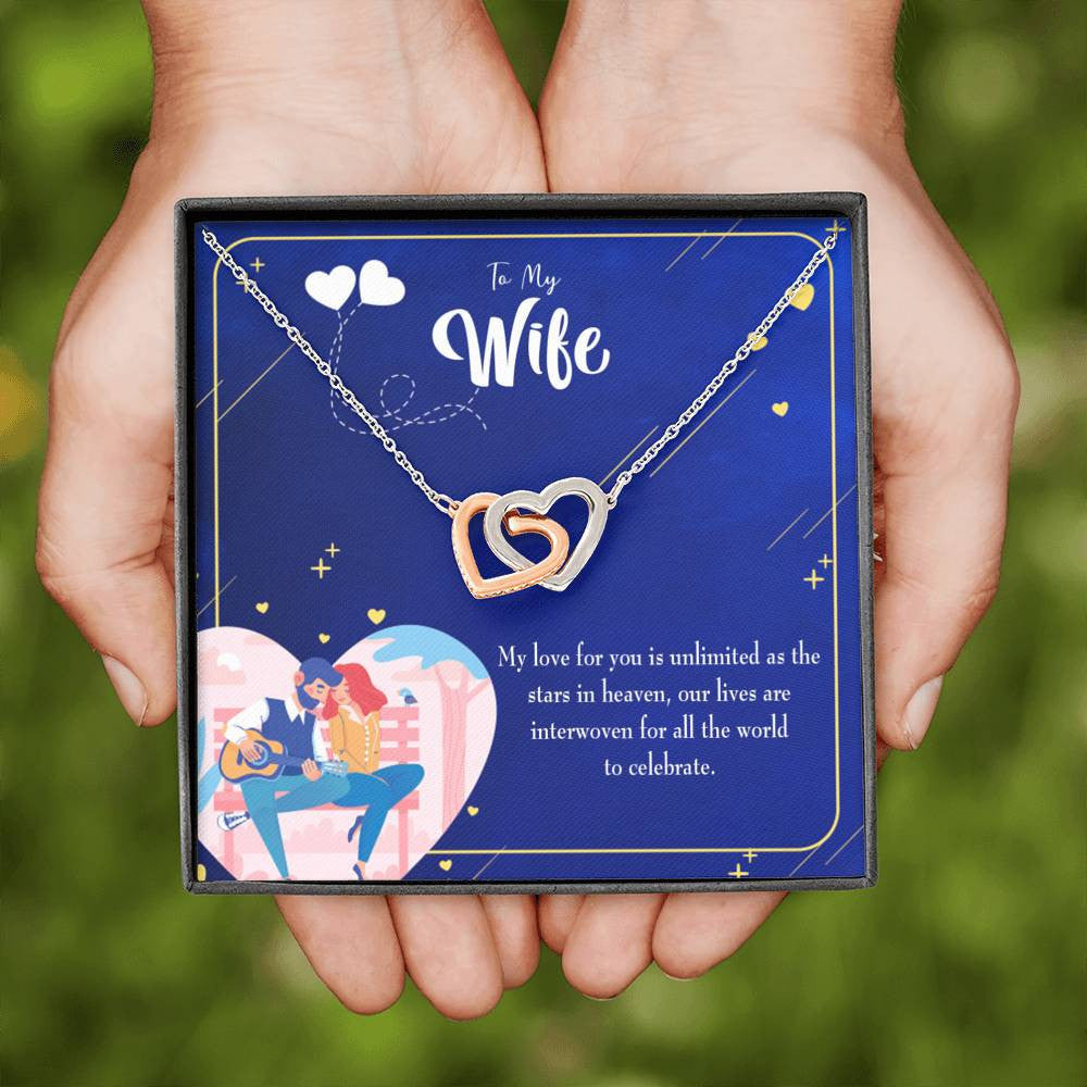 Wife Gift For Wife Birthday Unlimited Love Inseparable Love Pendant 18k Rose Gold Finish 16� - Interlocking Hearts Necklace