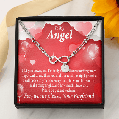 To My Girlfriend Forgive Me Infinity Bracelet With Initial Charms - Infinity Bracelet