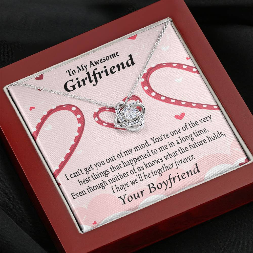 To My Girlfriend We'll Be Together Forever Love Knot Pendant Necklace Stainless Steel W Cz Stone - Luxury Love Knot Necklace Meanful Gift Idea For Her/Him